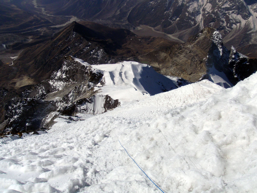 Looking down the slopes of Lobuche